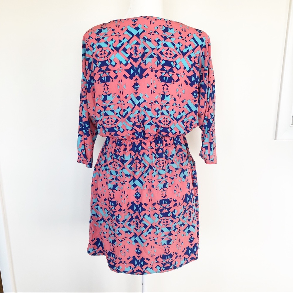 Coral Blue Easter Long Sleeve Cocktail Mini Dress - Picture 4 of 6
